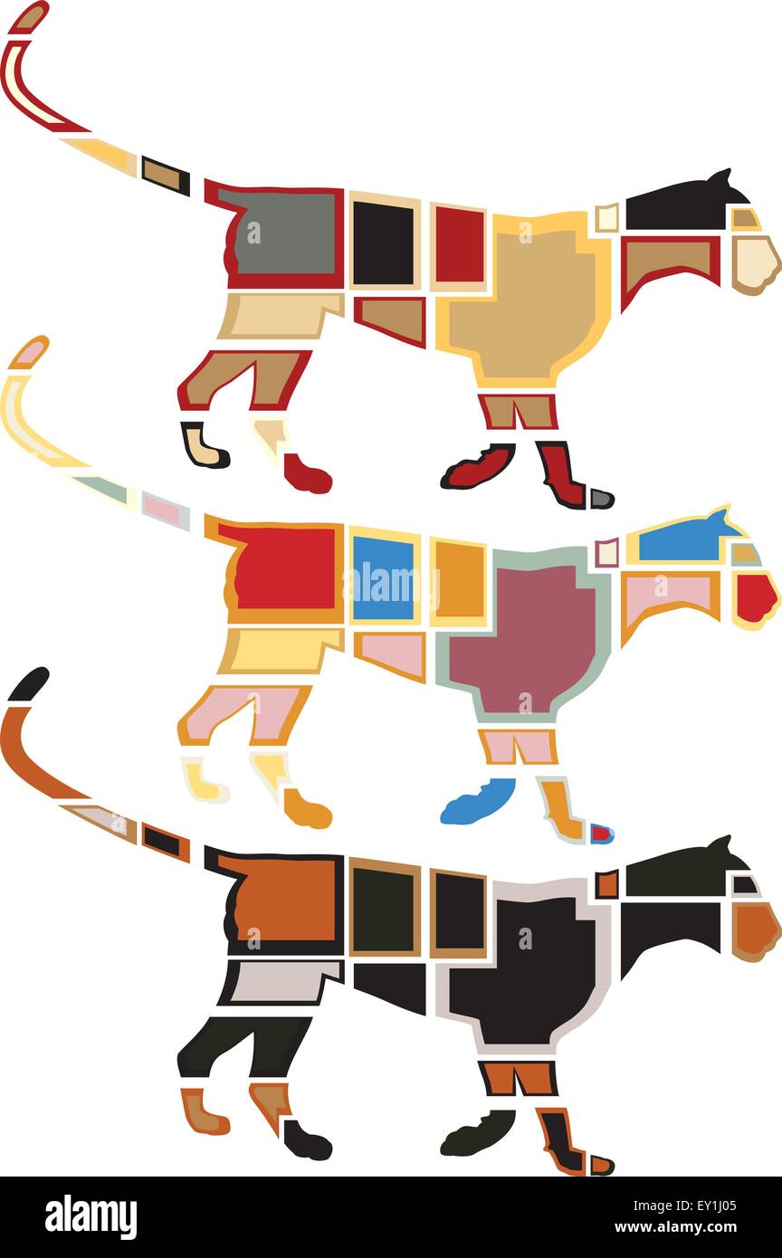 Ensemble de8 EPS vectoriel éditable illustrations mosaïque colorée d'un léopard Illustration de Vecteur