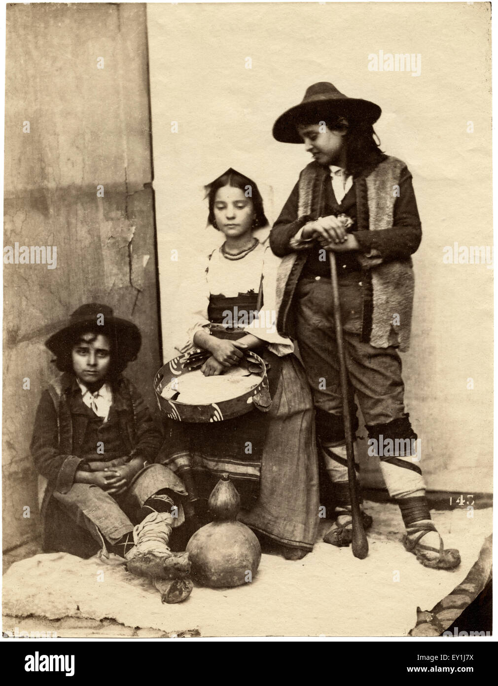 Trois enfants italiens, Portrait, vers 1870 Banque D'Images