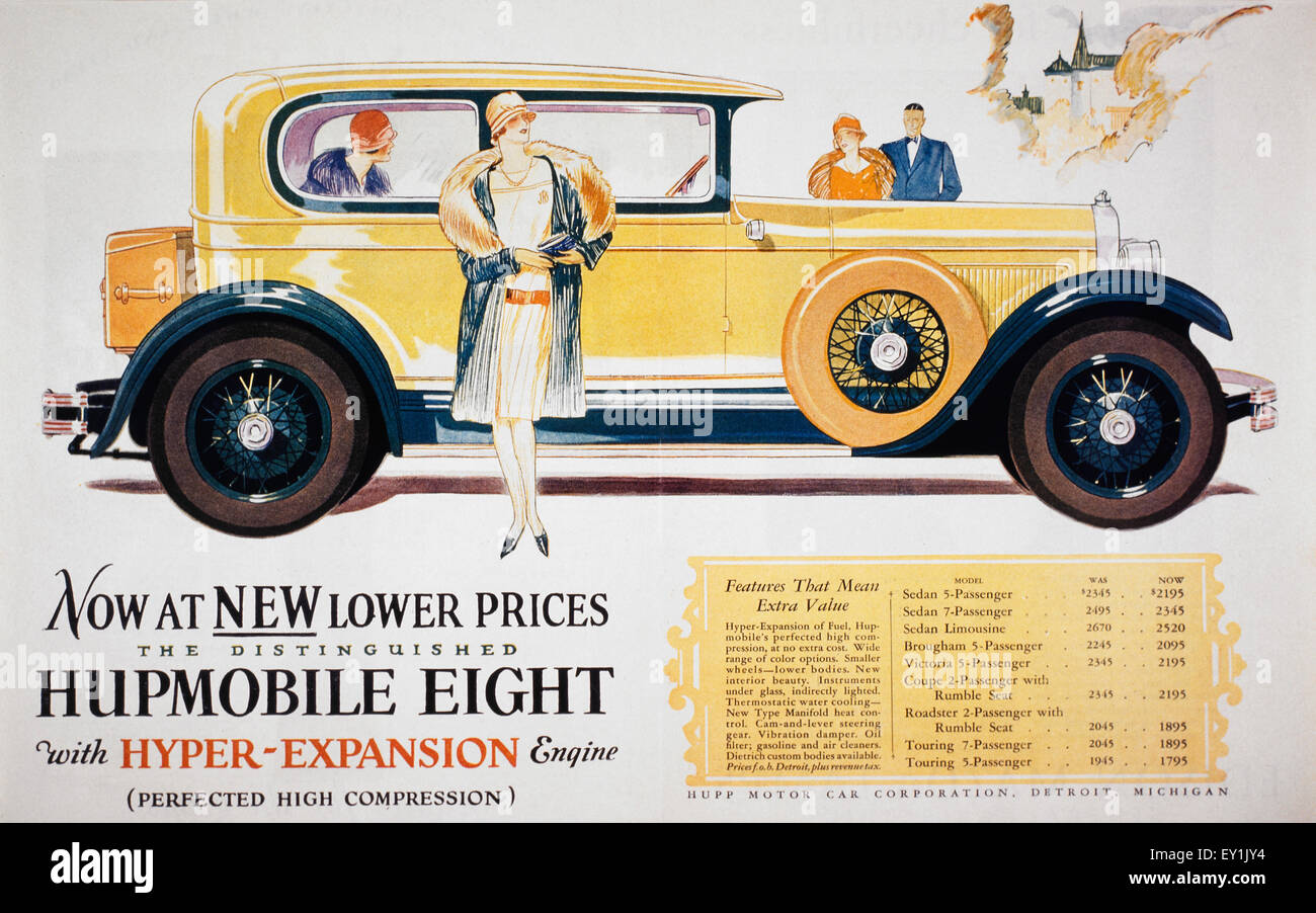 Publicité pour Hupp Motor Car Company, 1927 Banque D'Images