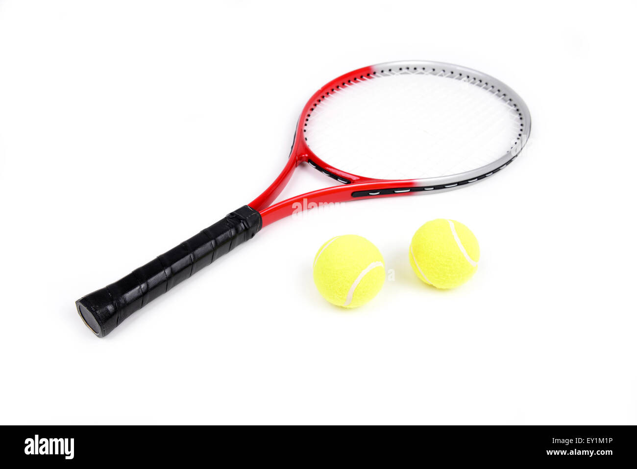 Raquette de tennis isolé sur fond blanc Banque D'Images