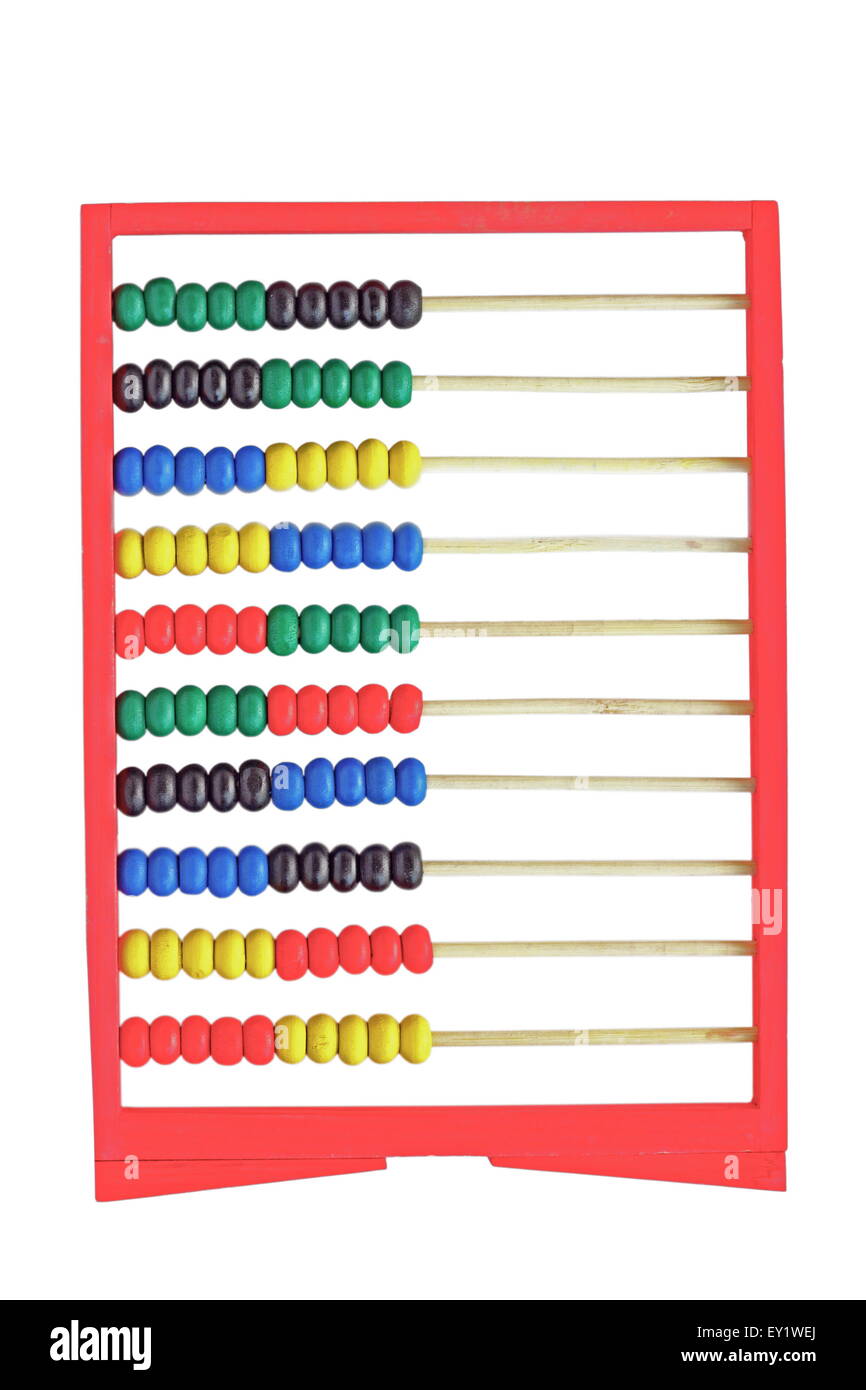 En bois colorées isolé sur fond blanc abacus Banque D'Images