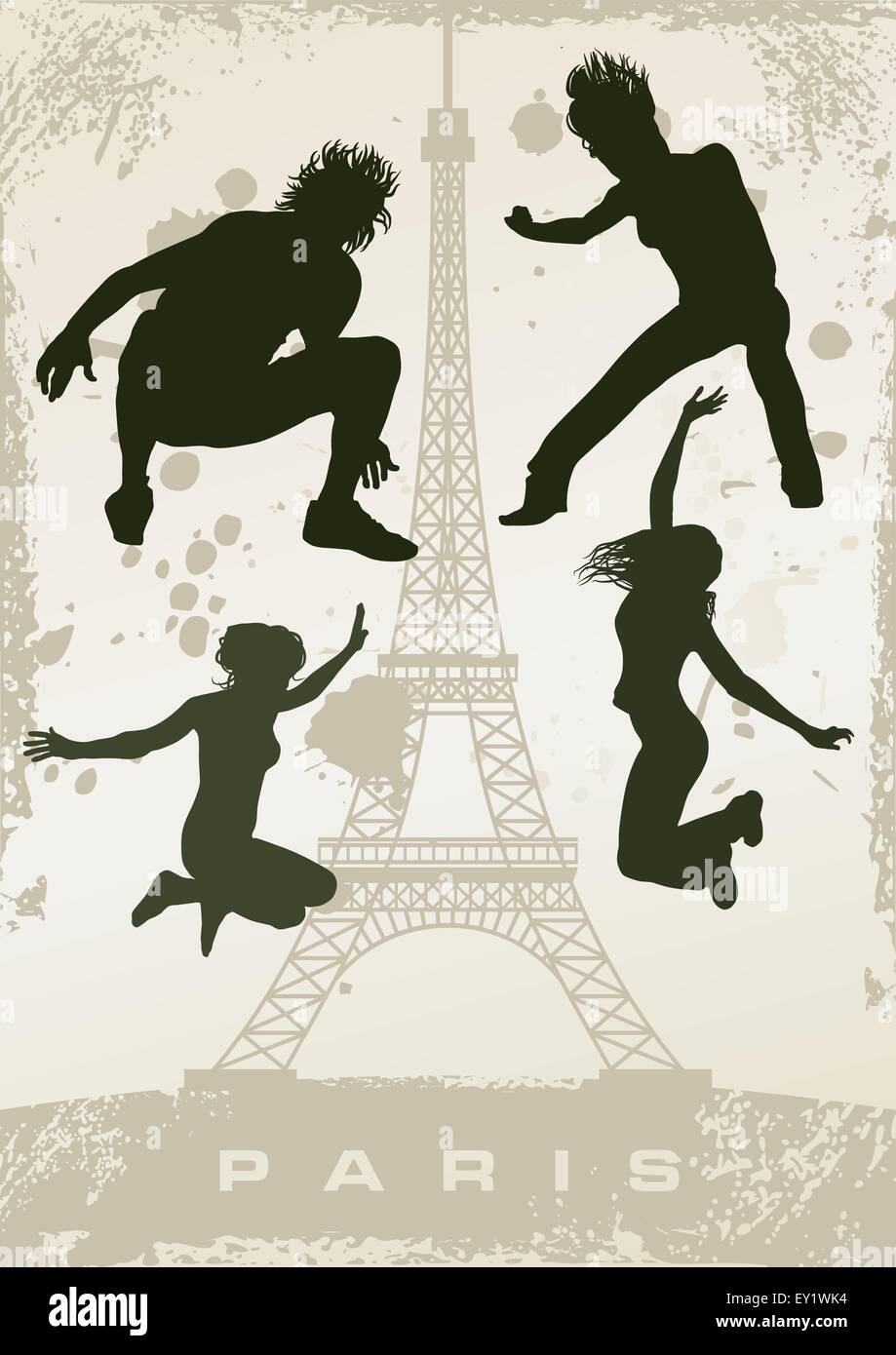 Carte postale Paris grunge - vector illustration Illustration de Vecteur