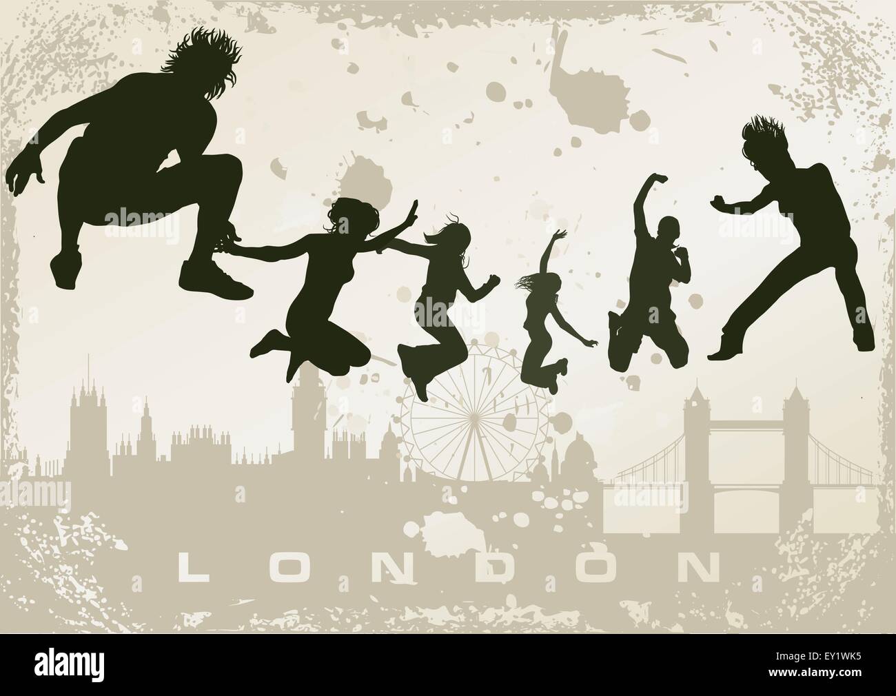 Grunge London postcard - vector illustration Illustration de Vecteur