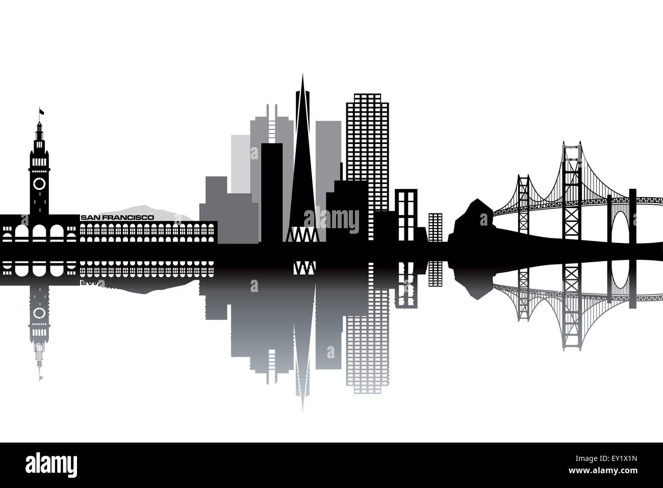 Horizon de San Francisco - noir et blanc vector illustration Illustration de Vecteur