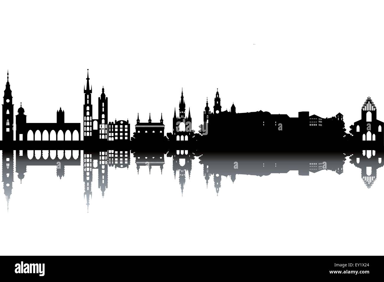 Toits de Cracovie - noir et blanc vector illustration Illustration de Vecteur