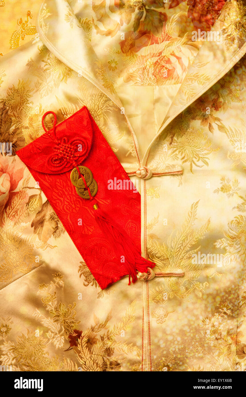 Enveloppe rouge, de style chinois, Cheongsam, Banque D'Images