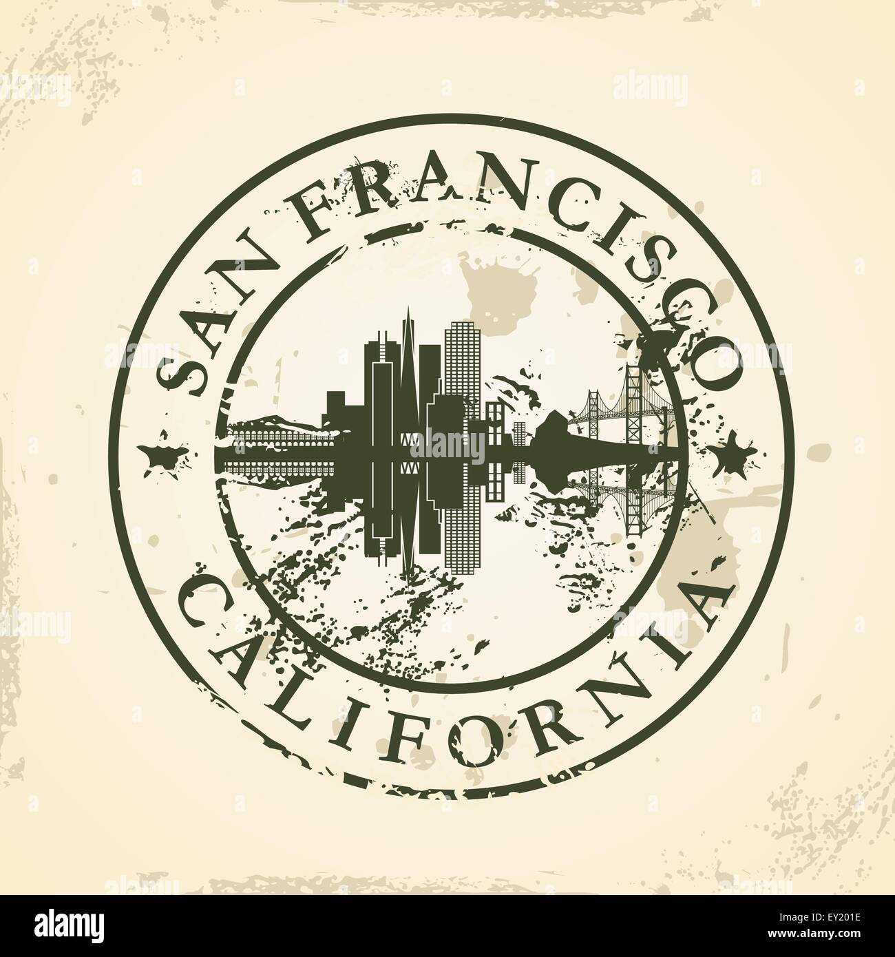 Grunge rubber stamp avec San Francisco, Californie - vector illustration Illustration de Vecteur