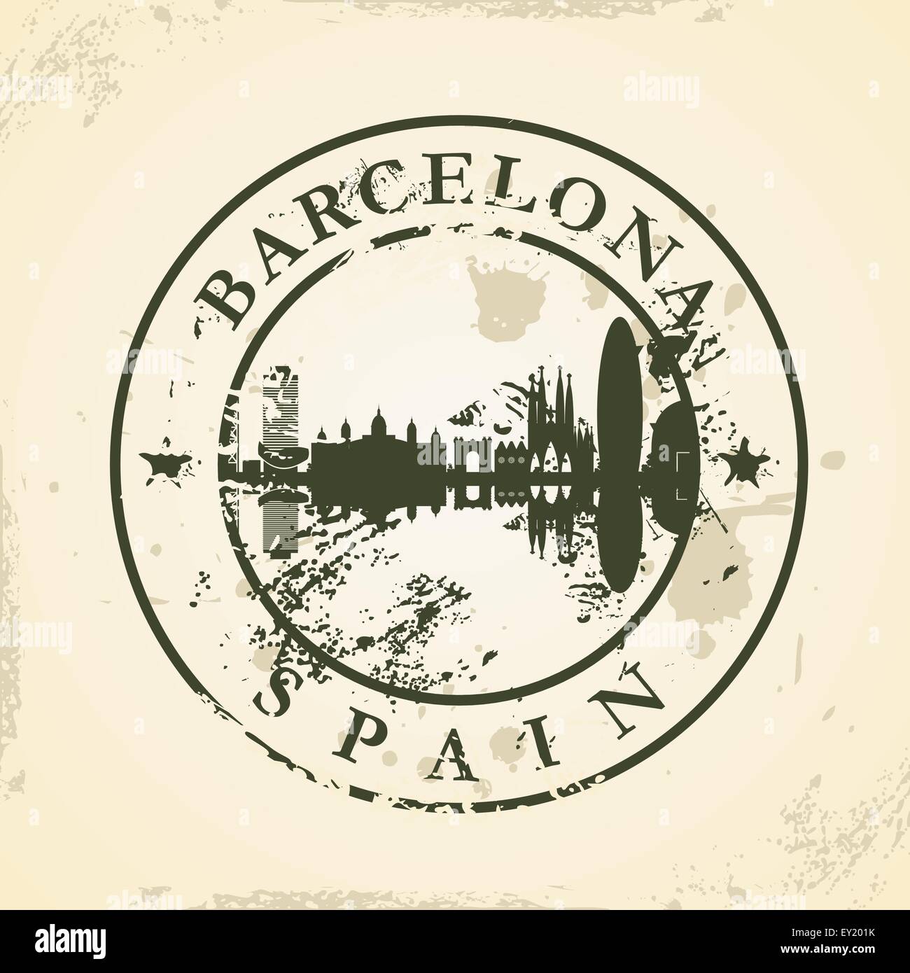 Grunge rubber stamp avec Barcelone, Espagne - vector illustration Illustration de Vecteur