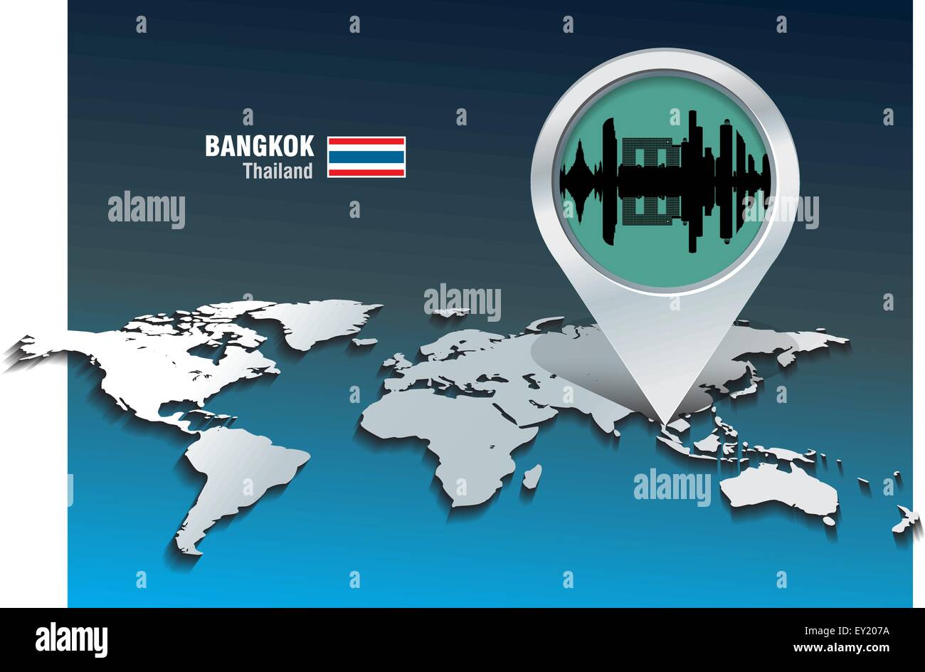 Site broche avec horizon de Bangkok - vector illustration Illustration de Vecteur