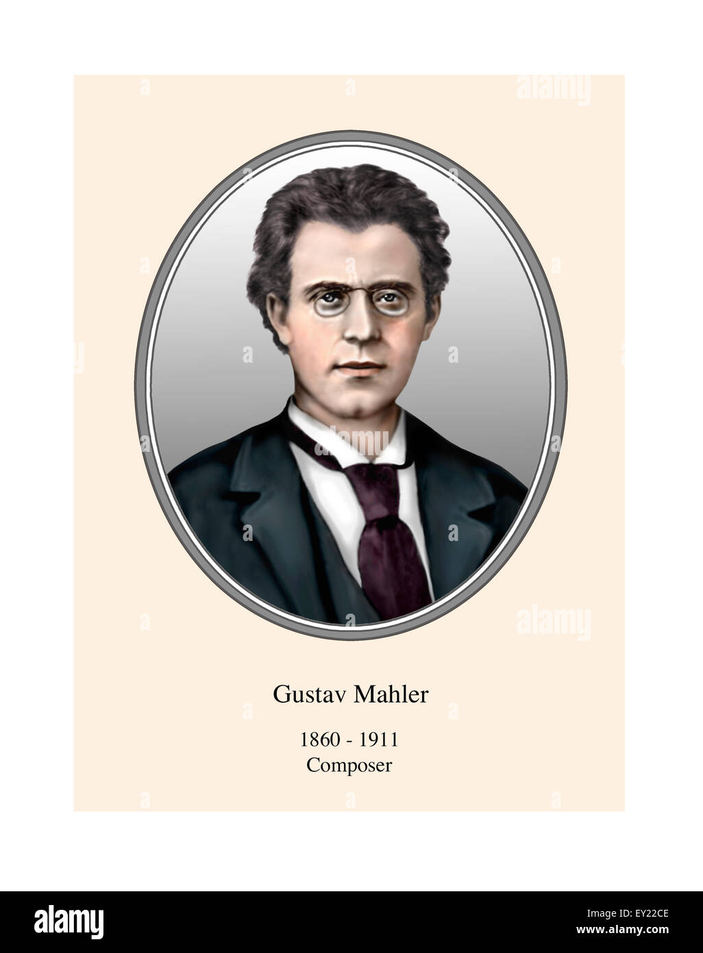 Portrait de Gustav Mahler Illustration moderne Banque D'Images