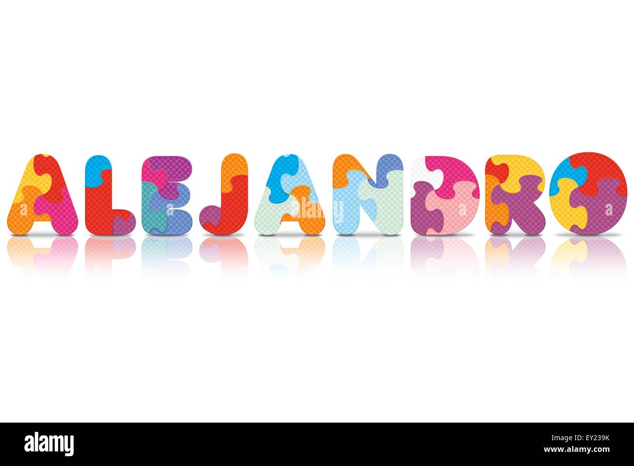 ALEJANDRO écrit avec puzzle alphabet - vector illustration Illustration de Vecteur