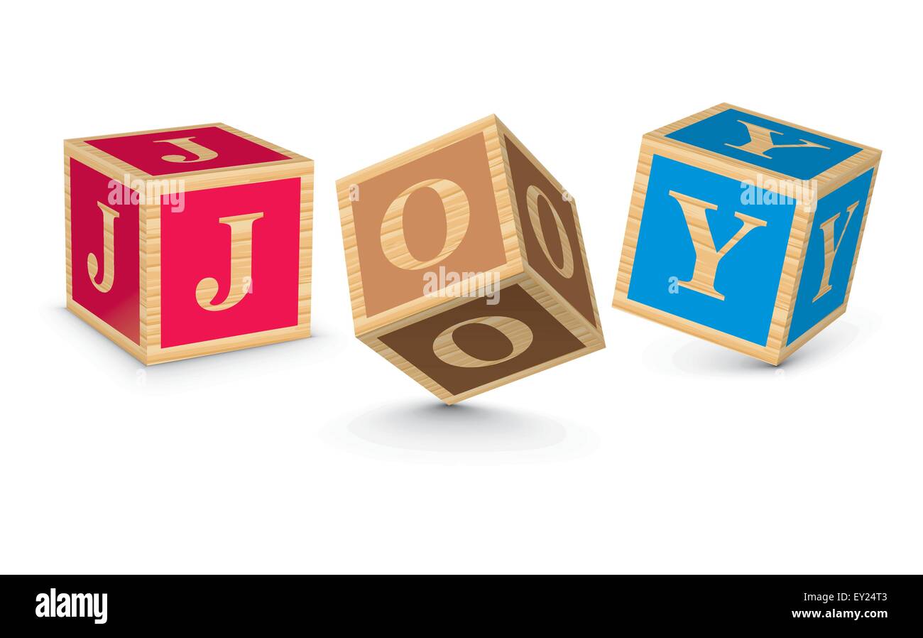 JOY écrit avec alphabet blocks - vector illustration Illustration de Vecteur