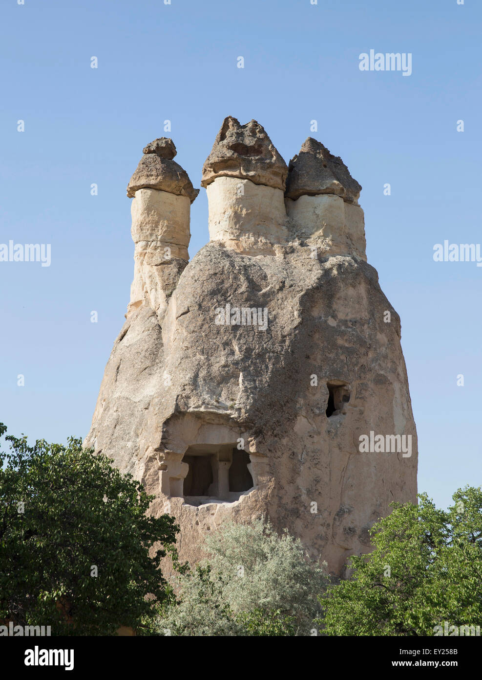 Rock formation extérieur de l'immeuble, la Cappadoce, Anatolie, Turquie Banque D'Images