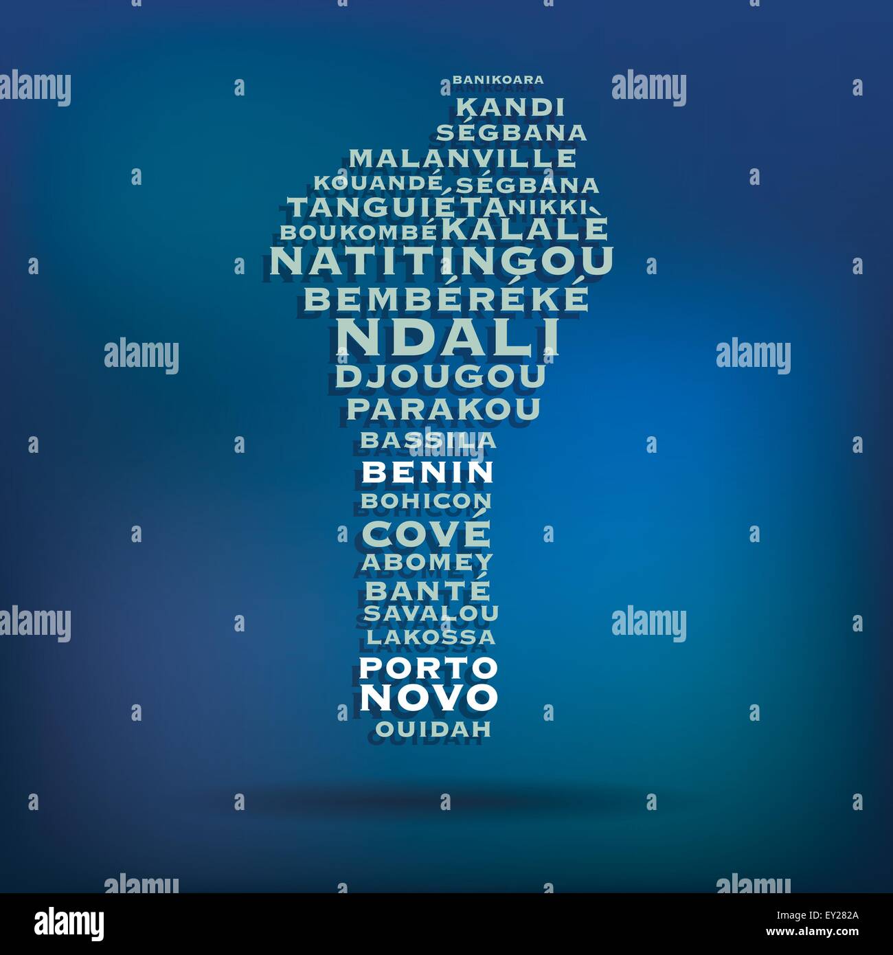 Bénin carte réalisée avec le nom des villes - vector illustration Illustration de Vecteur