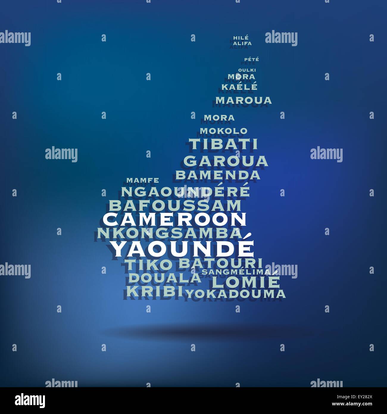 Cameroun carte réalisée avec le nom des villes - vector illustration Illustration de Vecteur