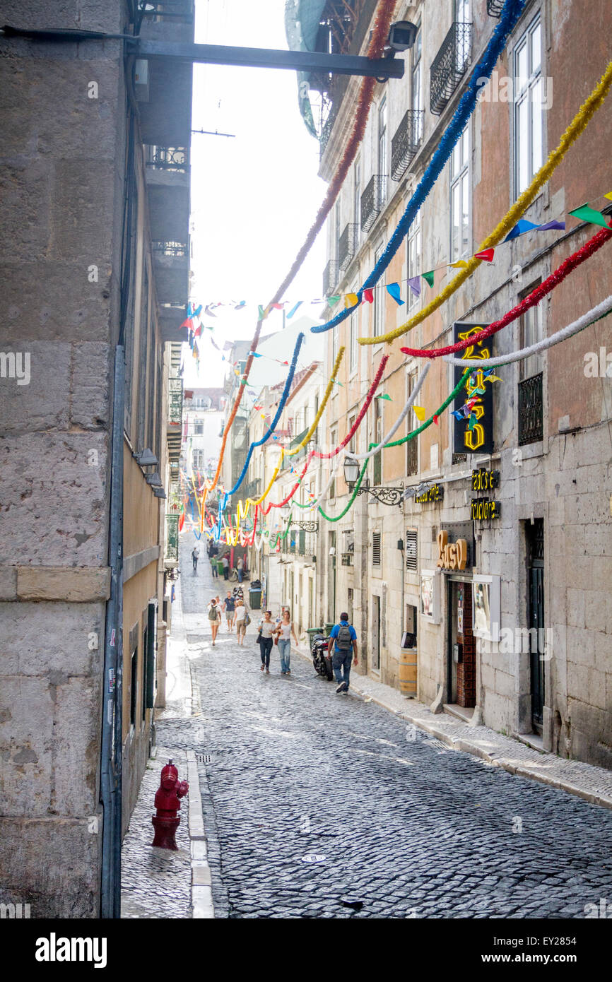 Rues de Barrio Alto, Lisbonne, Portugal Banque D'Images