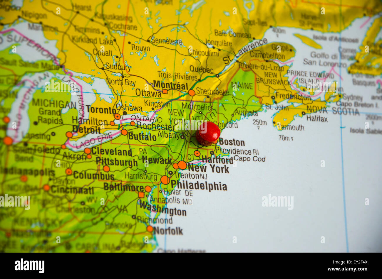 Boston marked on the map of the usa Banque de photographies et d’images à haute résolution Alamy