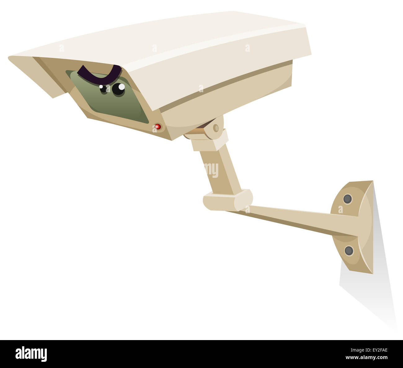 Illustration d'un dessin de l'équipement de contrôle de caméra de sécurité CCTV, caractère d'espionnage yeux Banque D'Images