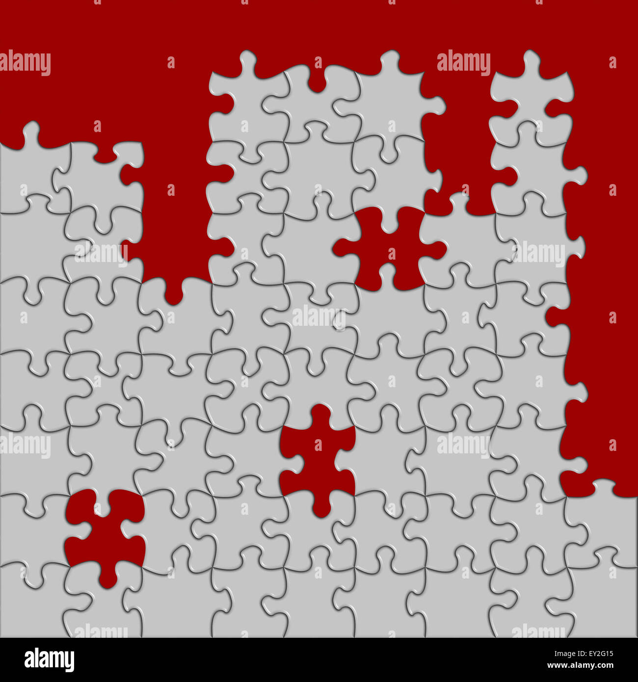 Puzzle gris sur fond rouge Banque D'Images