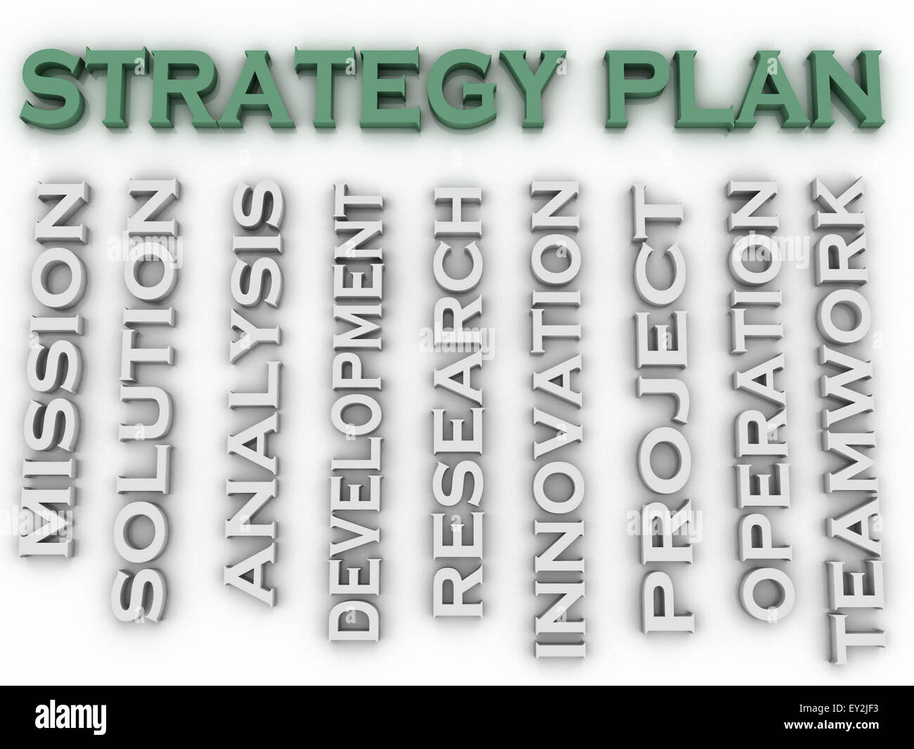 Plan de la stratégie de l'image 3D concept questions fond de nuage de mots Banque D'Images