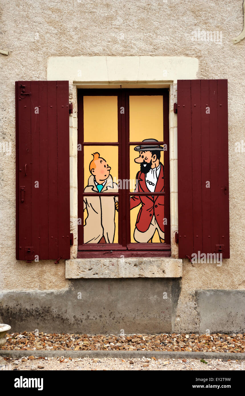 France, vallée de la loire, Cheverny, château, afficher la fenêtre de Tintin Banque D'Images