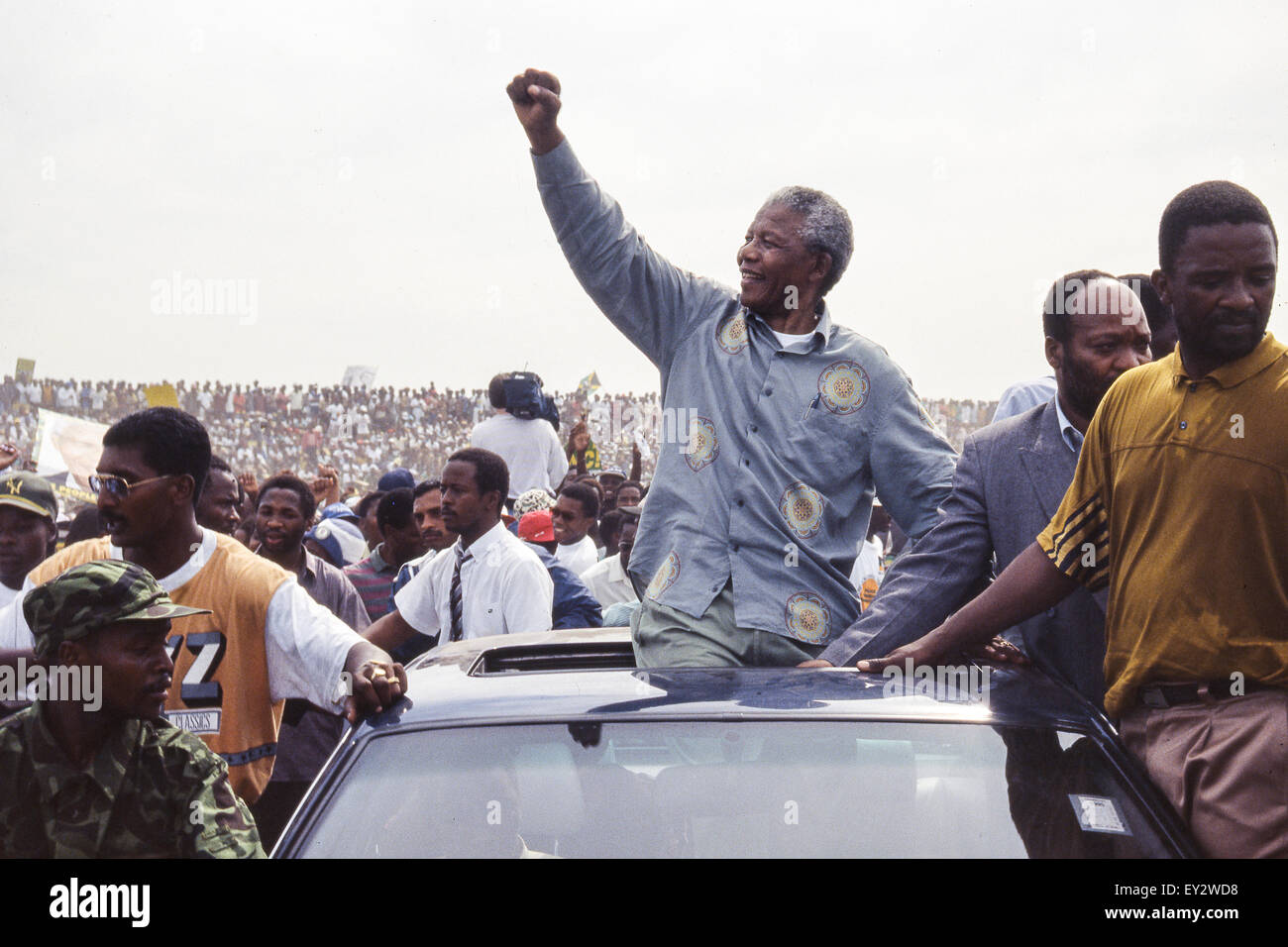 Le Kwazulu Natal, Afrique du Sud, avril 1994 - Nelson Mandela dans un rallye électoral Banque D'Images