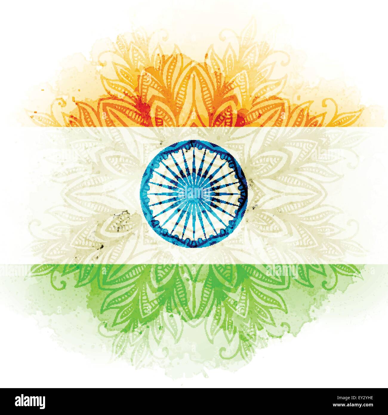 Vector drapeau indien en aquarelle arrière-plan. Commémorations de l'indépendance indienne Concept. Illustration de Vecteur
