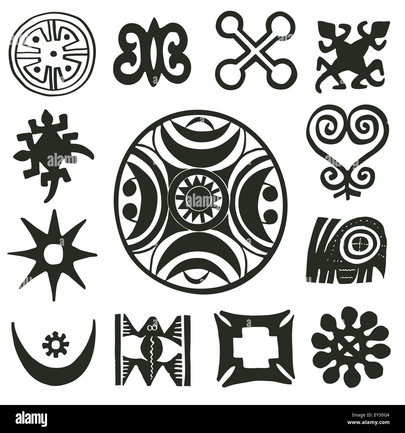 Collection de motifs traditionnels africains gravure sur bois Illustration de Vecteur