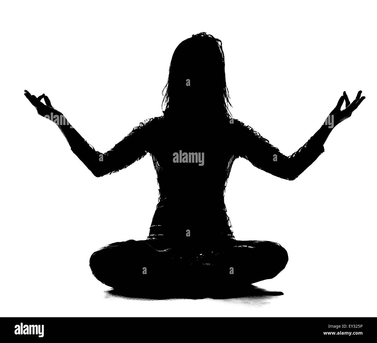 Image - Silhouette de Yoga Banque D'Images