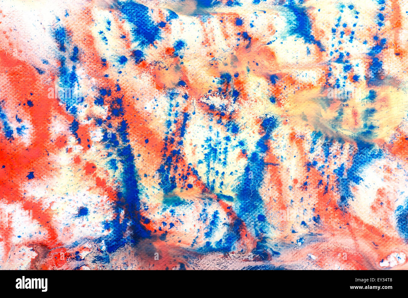 Aquarelle peinture multicolore sur fond blanc Banque D'Images