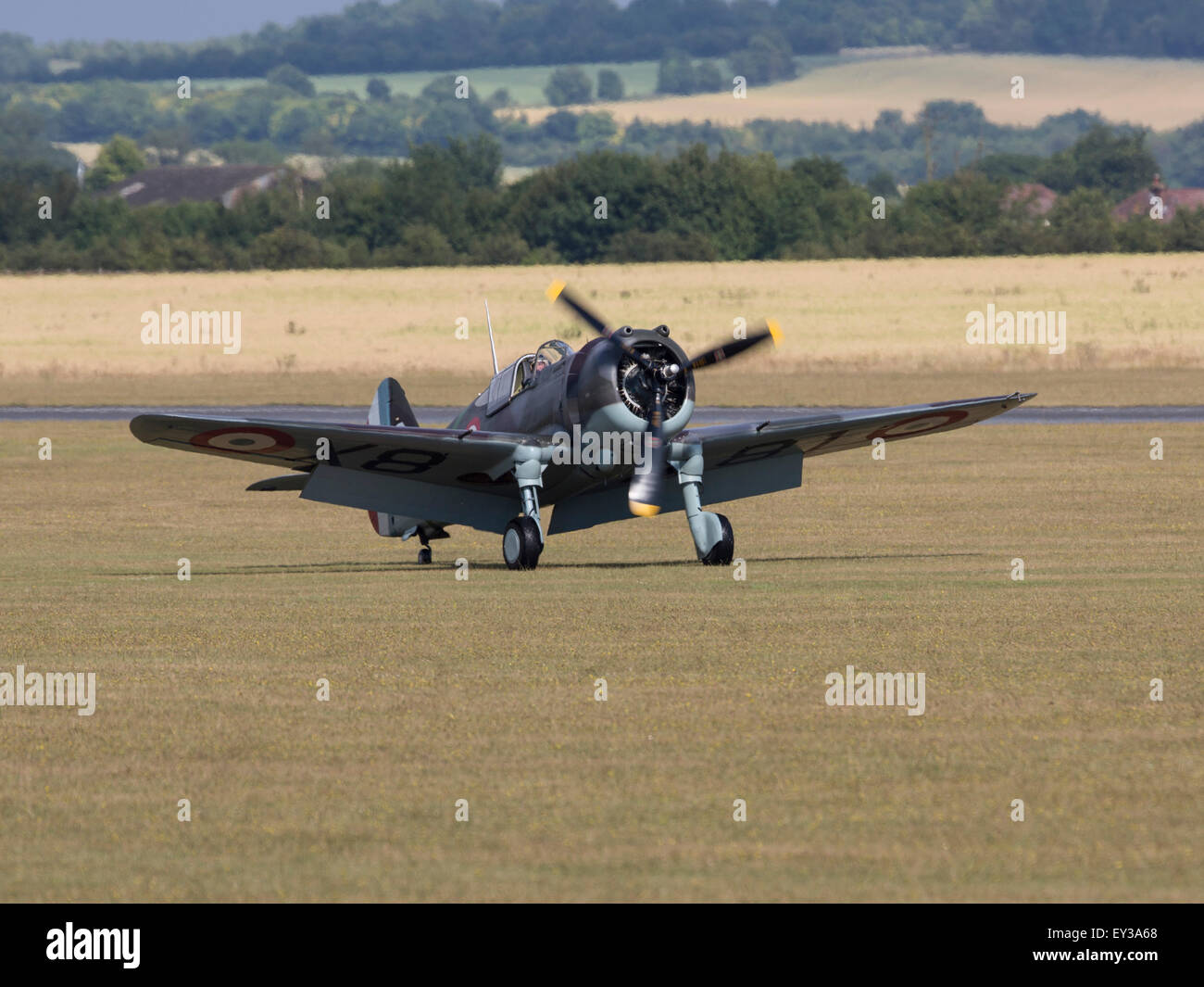 Curtiss H-75A-1 Hawk 75 avion de chasse monoplan nous voler à l'air show 2015 Flying Legends Banque D'Images