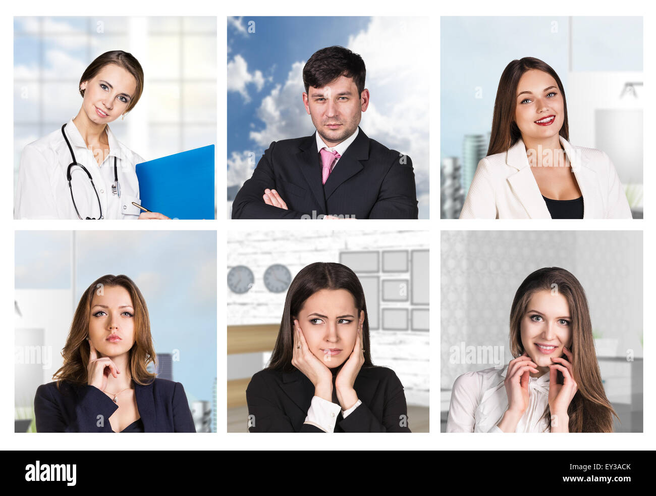 Collage de portraits différents Banque D'Images