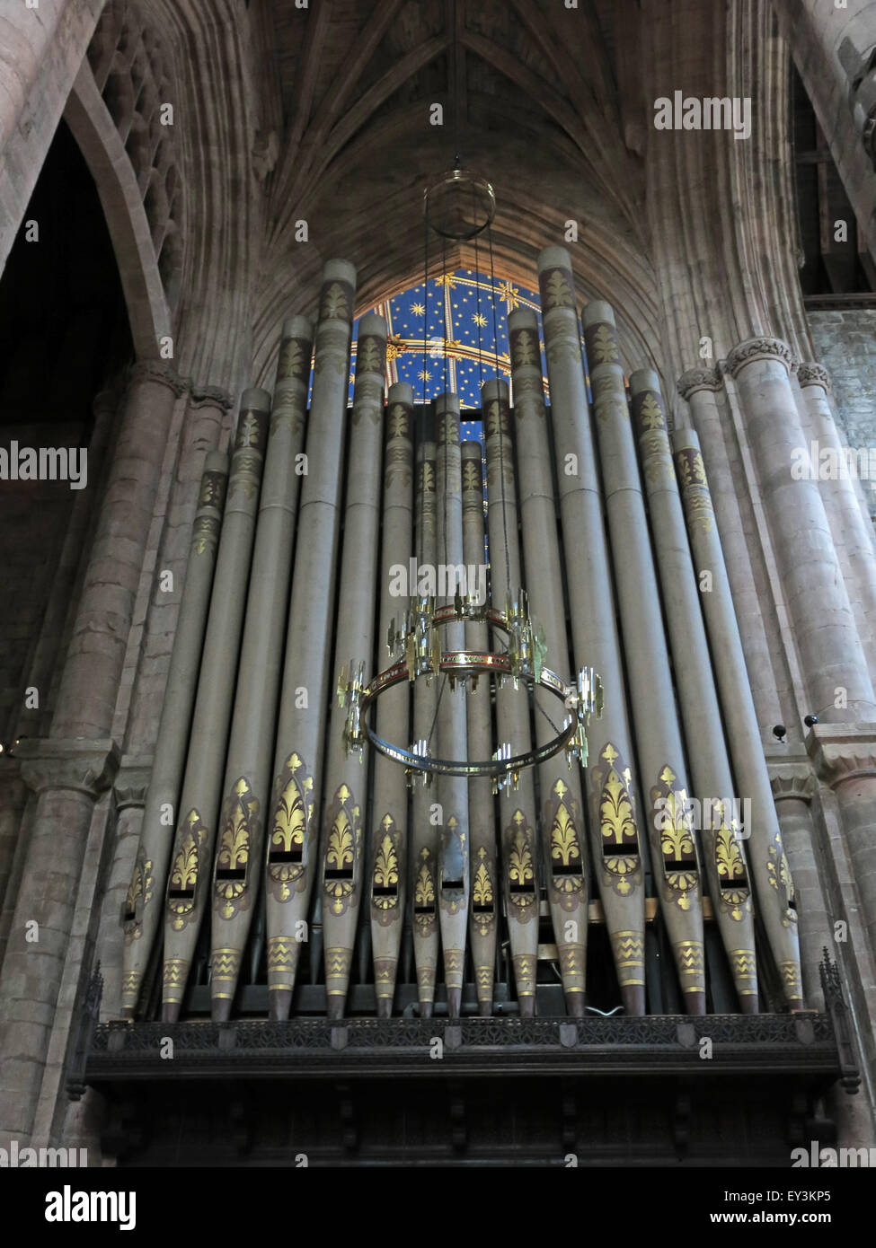 Tuyaux d'orgue cathédrale de Carlisle, Cumbria, Angleterre, Royaume-Uni Banque D'Images
