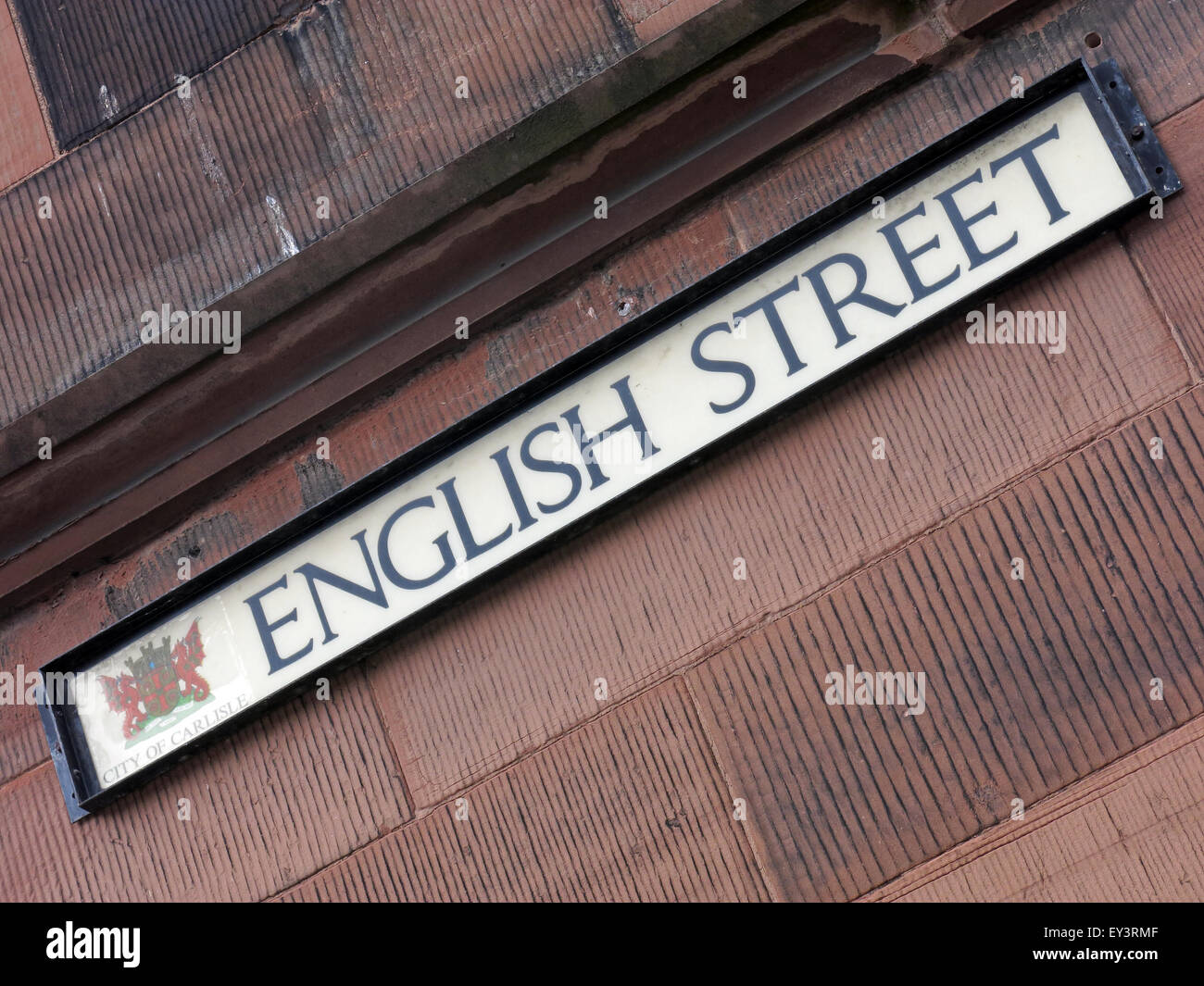 Rues en anglais et écossais du nom de Carlisle, Cumbria, England, UK - pays frontaliers Banque D'Images