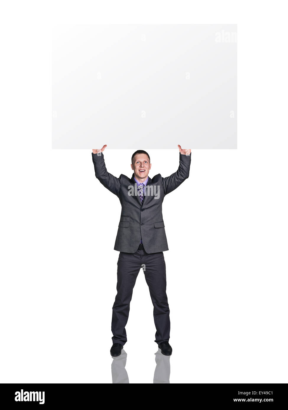 Businessman with blank board Banque D'Images
