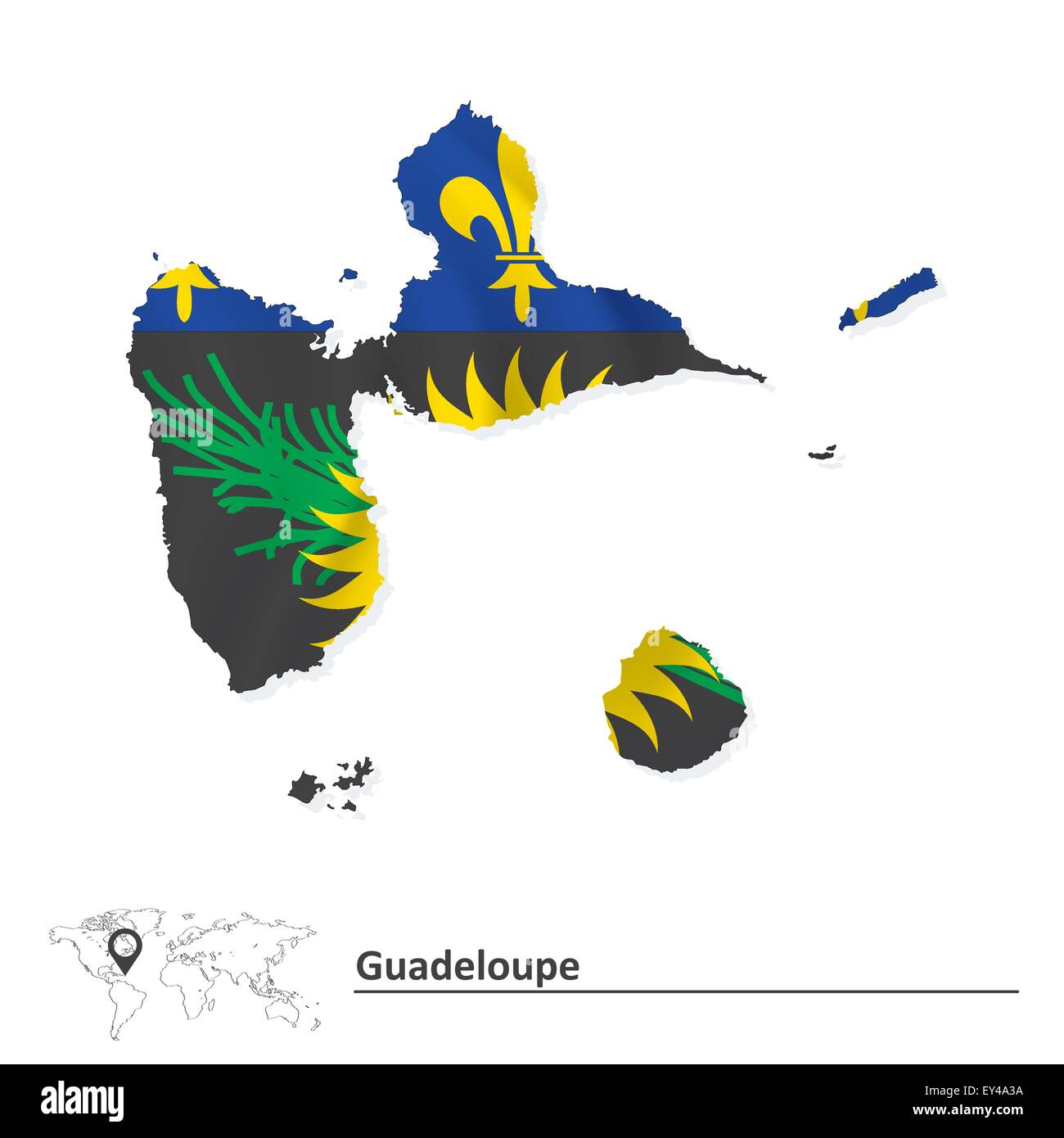 La carte de la Guadeloupe avec drapeau - vector illustration Illustration de Vecteur