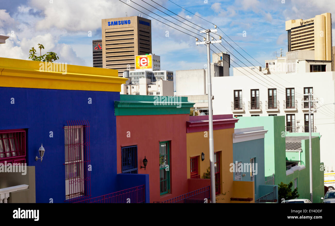 Maisons dans le Bo-Kaap, Cape Town Afrique du Sud Banque D'Images