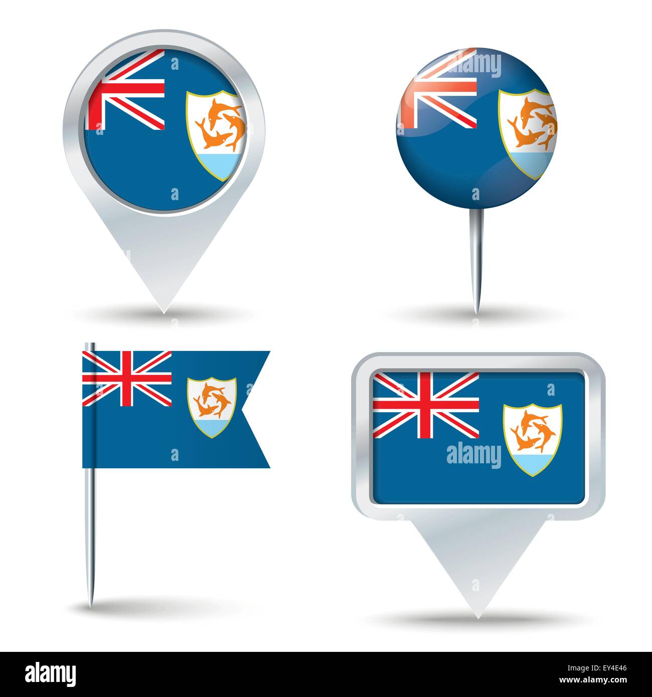 Site goupilles avec pavillon d'Anguilla - vector illustration Illustration de Vecteur