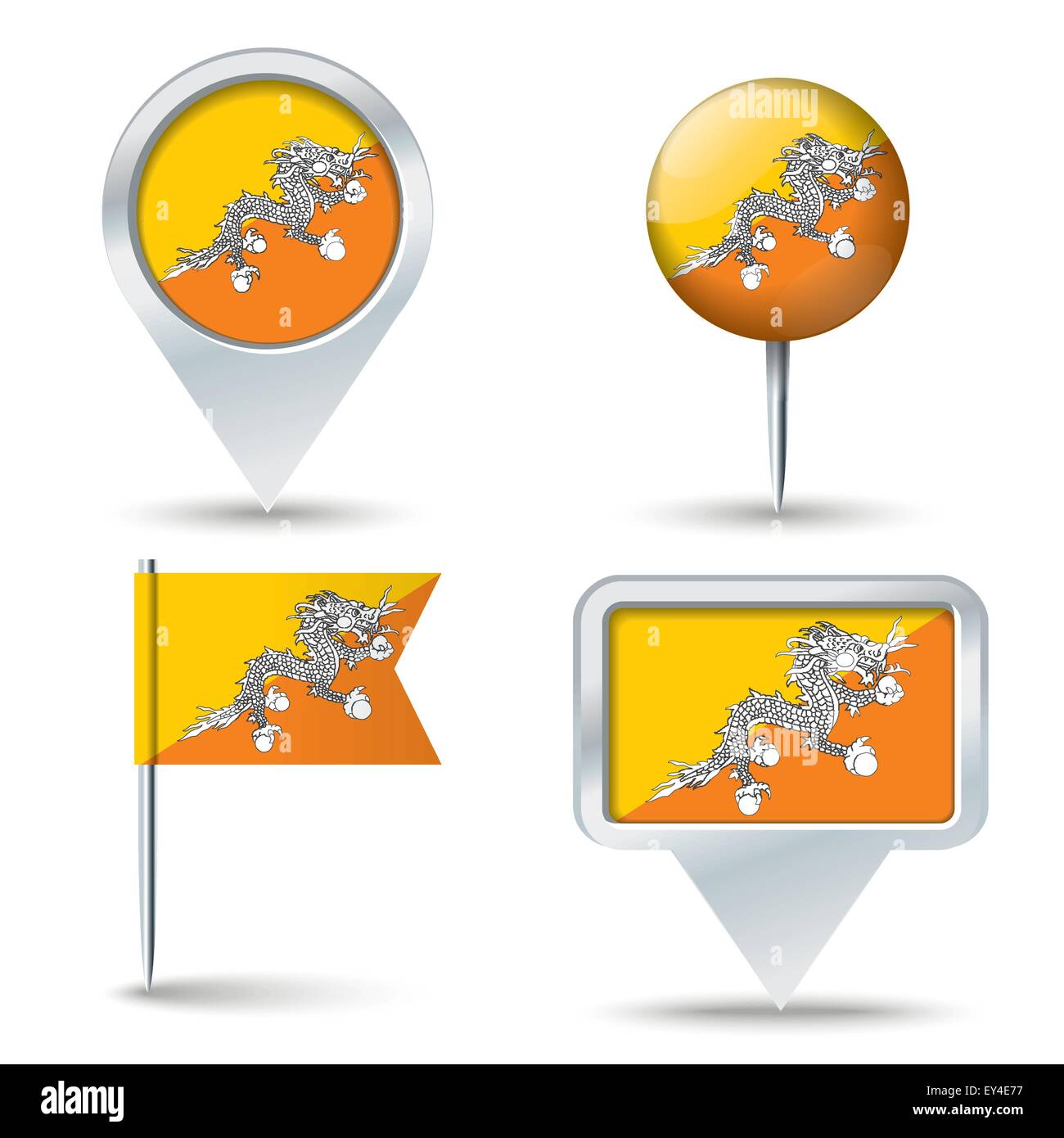 Les axes de la carte avec le drapeau du Bhoutan - vector illustration Illustration de Vecteur