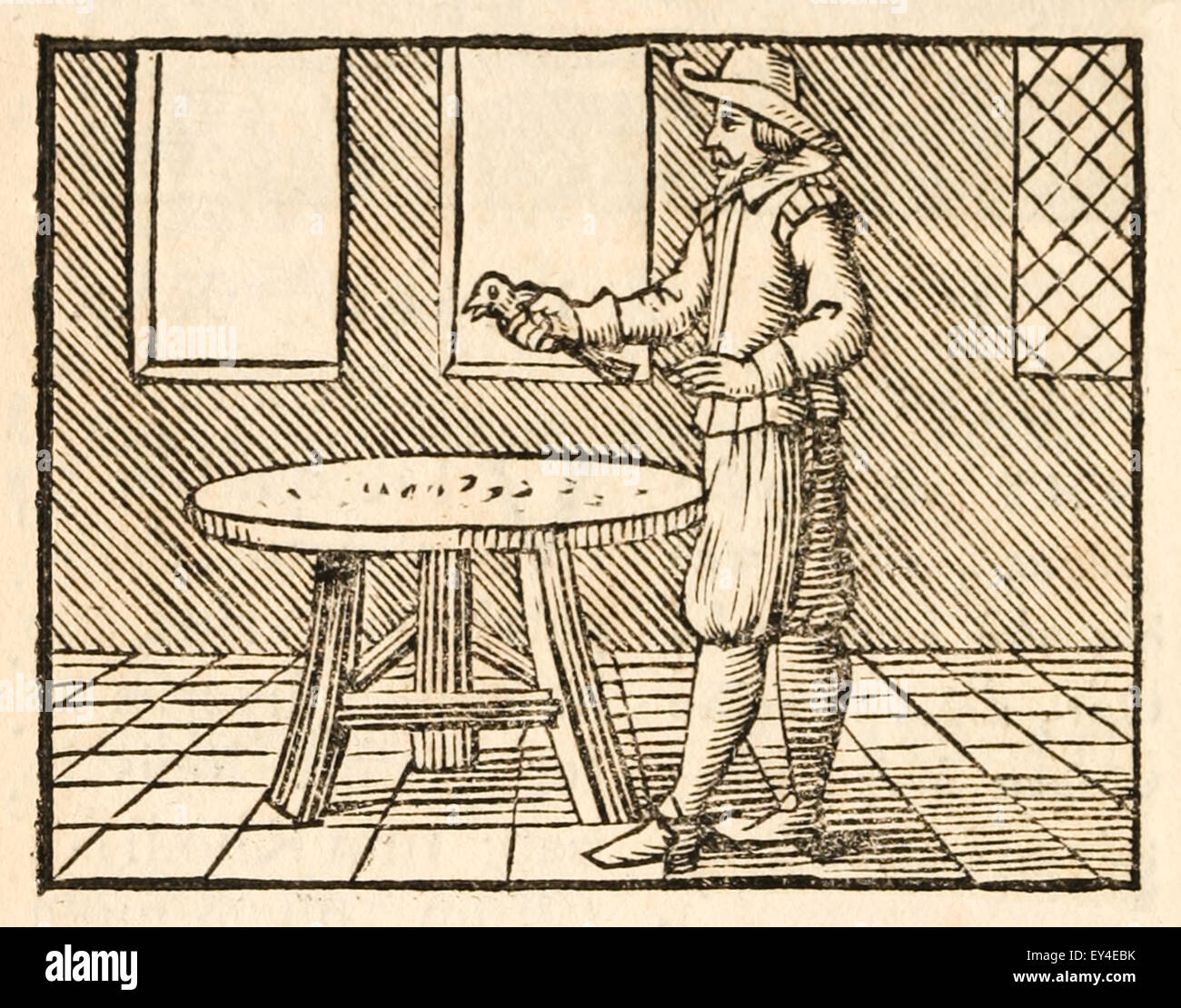 'Un imposteur à l'Oracle' fable d'Ésope (vers 600 avant JC). Un collègue a tenté de tromper l'Oracle en tenant un oiseau sous son manteau et lui demander s'il était vivant ou mort. L'Oracle a dit que c'était tout ce que l'homme voulait. Morale : Ne pas se moquer des dieux.17e siècle gravure sur bois illustrant les Fables d'Ésope. Voir la description pour plus d'informations. Banque D'Images