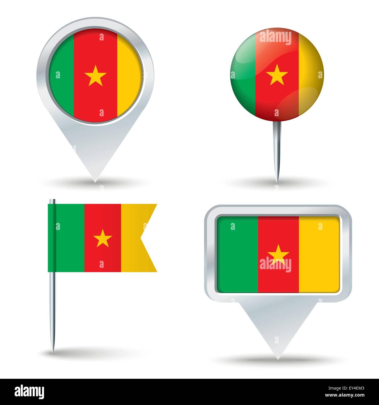 Les axes de la carte avec le drapeau du Cameroun - vector illustration ...