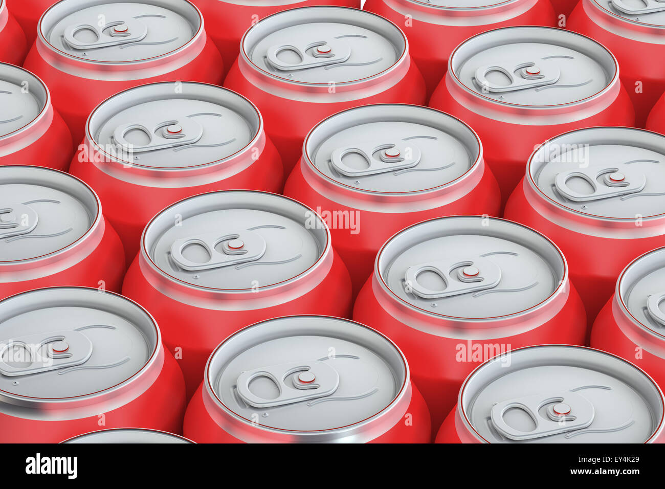 Verre rouge boîtes métalliques, vue du dessus isolé sur fond blanc Banque D'Images