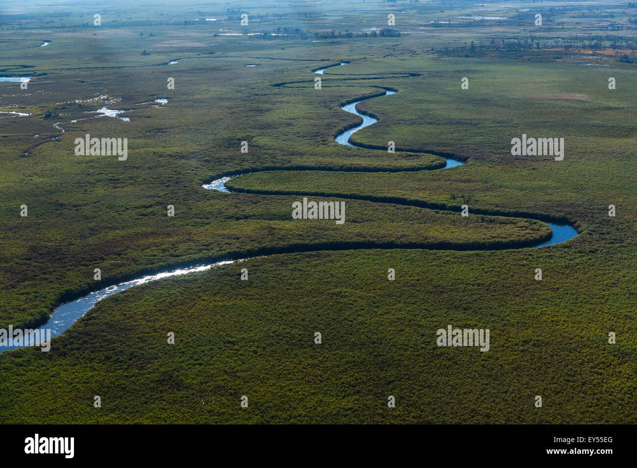 Vue aérienne du Delta de l'Okavango - Botswana Banque D'Images