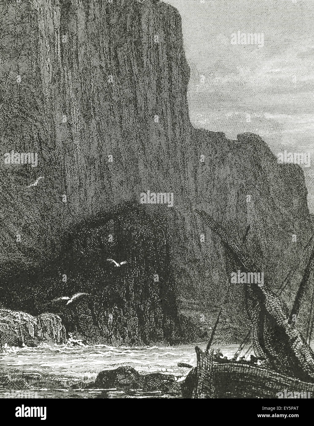 Idylls of the King par lord Alfred Tennyson (1809-1892). Gravure de Gustave Dore. Côte de Bretagne. Banque D'Images