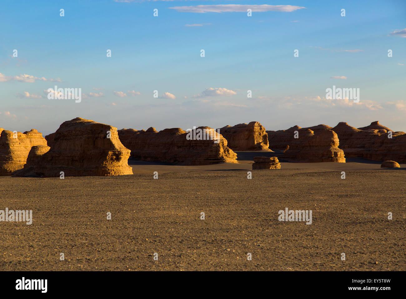 Relief Yardang dans la province de Gansu, Chine Banque D'Images