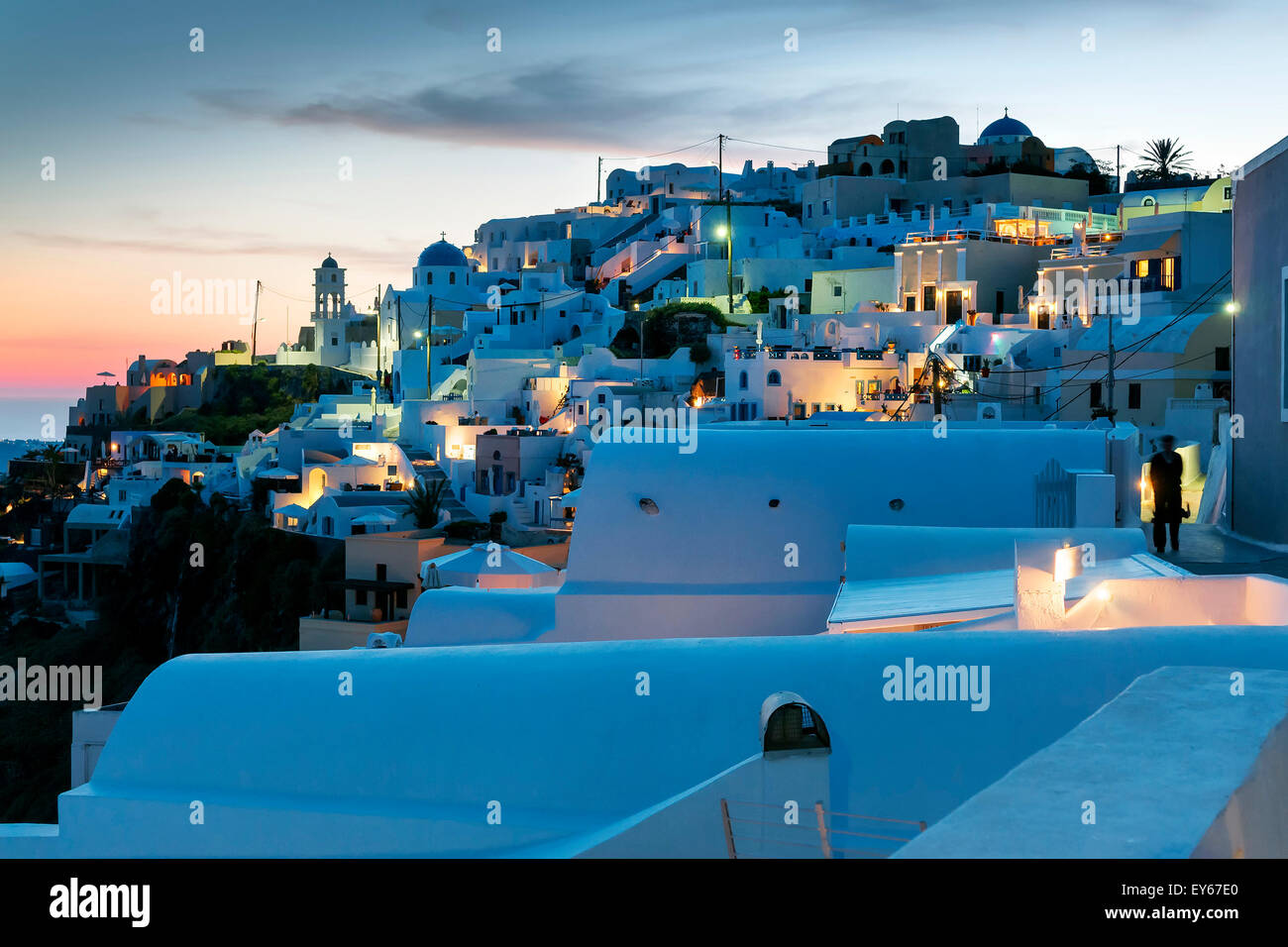 Image d'une scène de nuit sur l'île de Santorini Grèce Banque D'Images