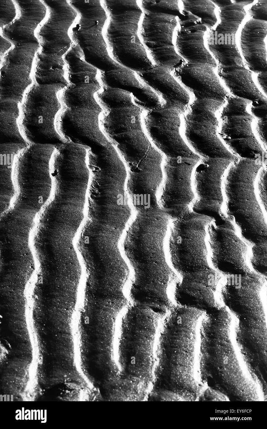Les ondulations de sable sur une plage. Banque D'Images