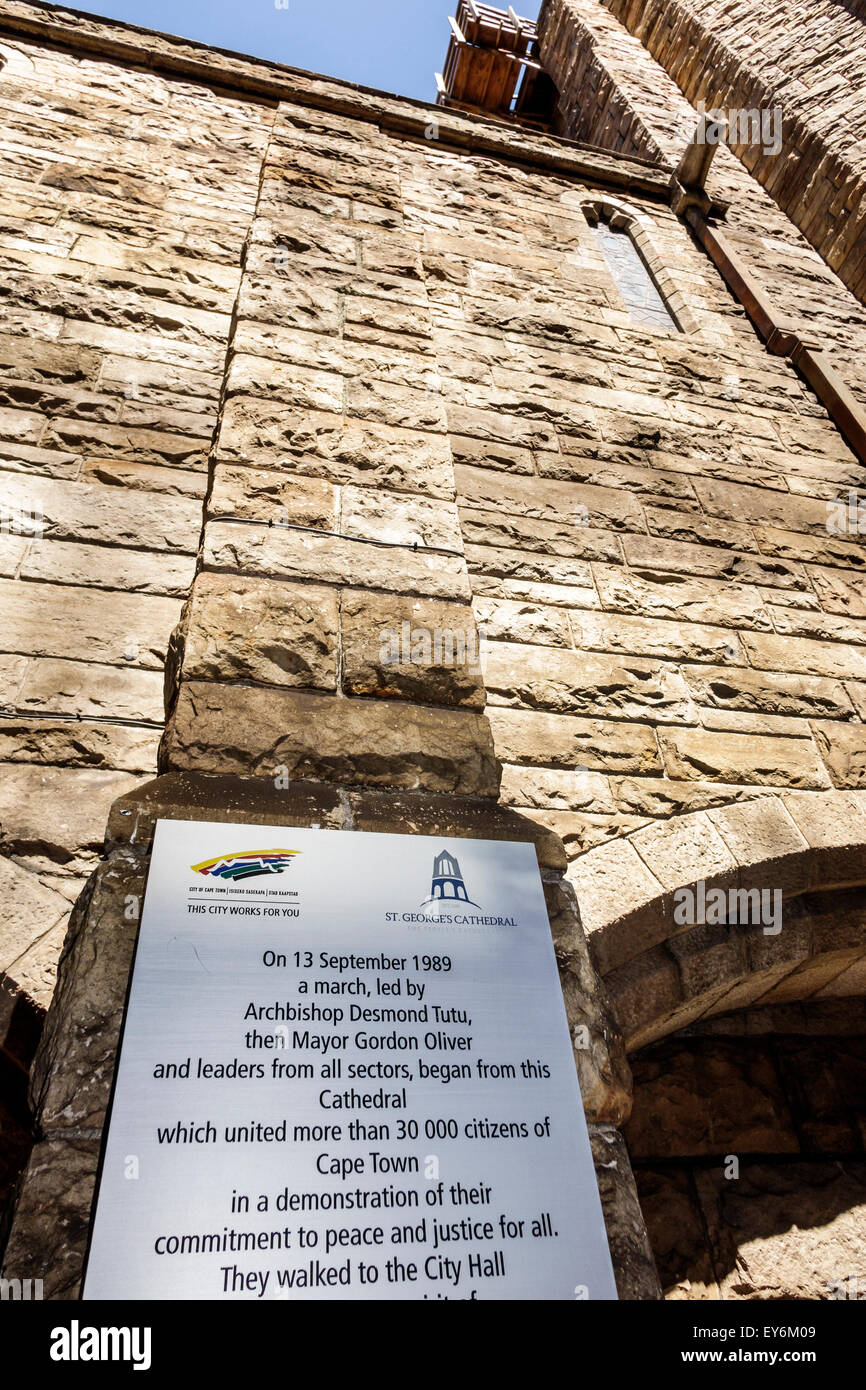Cape Town Afrique du Sud,Afrique,Centre ville,centre,Wale Street,St.Cathédrale anglicane George, site de mars, archevêque Desmond Tutu, les visiteurs voyagent à travers Banque D'Images