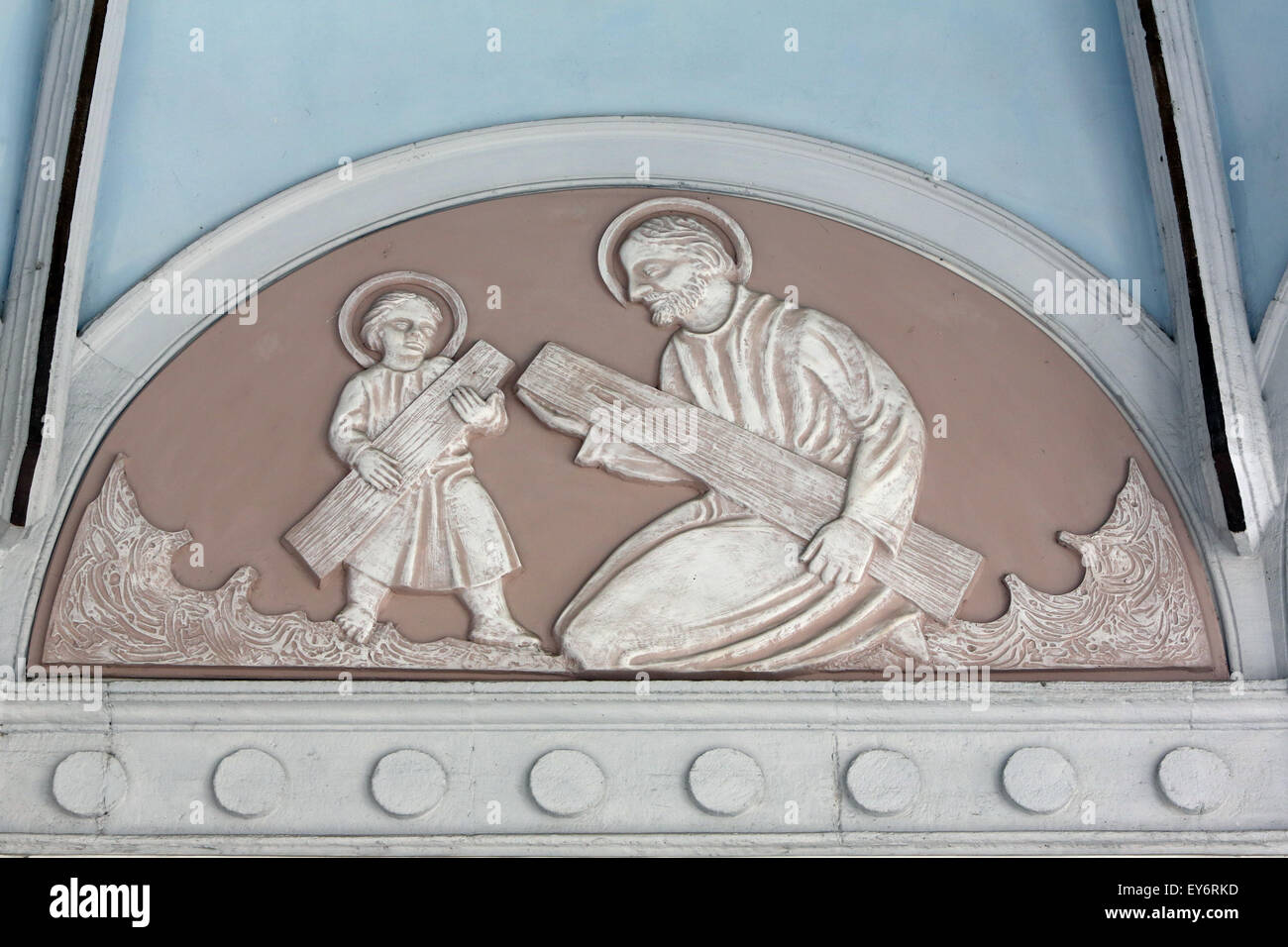 Saint Joseph avec l'enfant Jésus, l'Église Assomption de la Vierge Marie à Marija Bistrica, Croatie Banque D'Images