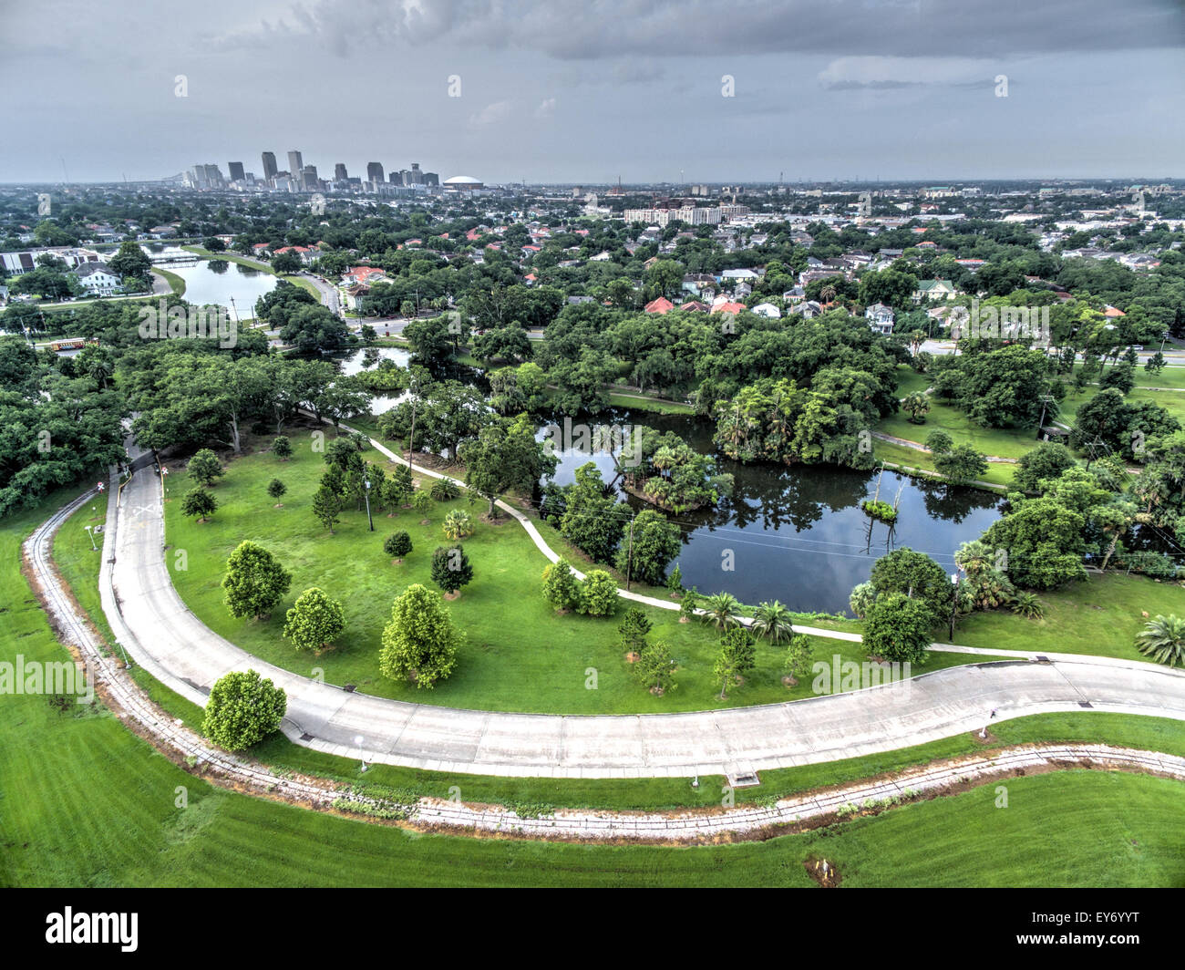 Une vue aérienne du Parc de la ville et de La Nouvelle-Orléans. Banque D'Images